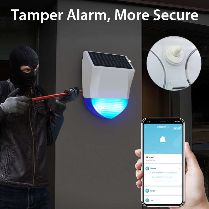 Sirena solare Wi-Fi per esterno senza fili con pannello fotovoltaico - ACW-06W - immagine 5